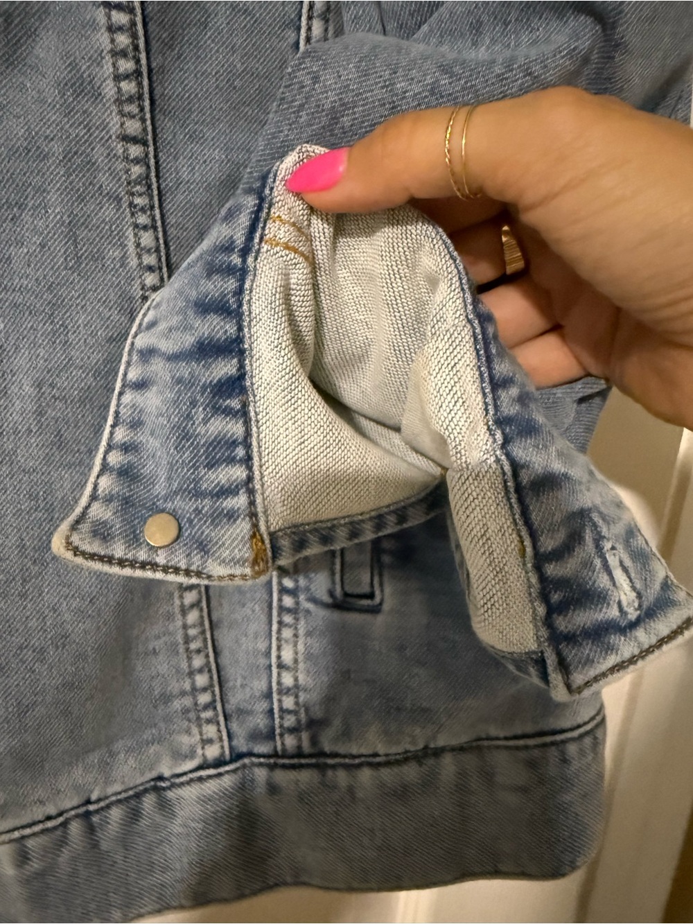 Women’s Faherty Light Blue Soft Terry Denim Trucker Oversized Jacket - Picture 3 of 5